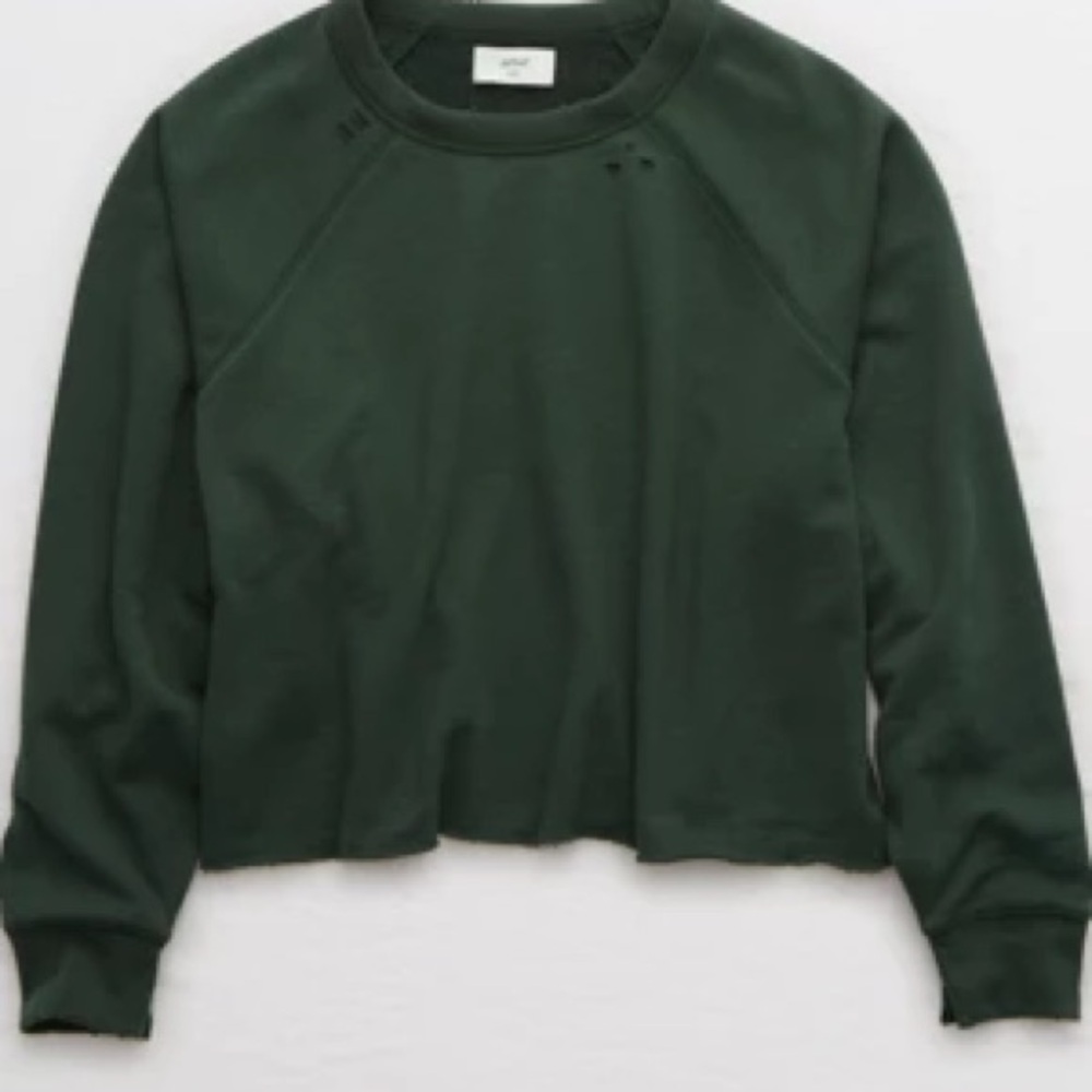 Aerie Sunday Soft Distressed Crew Sweatshirt